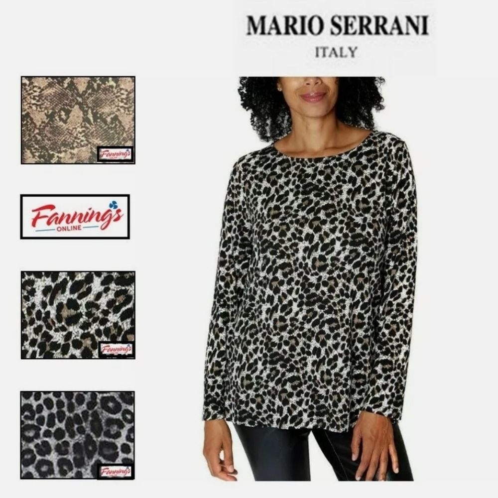 MARIO SERRANI Italy Leopard Print Long Sleeve Shirt Size Medium